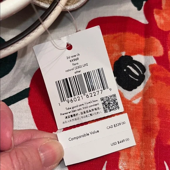 kate spade NWT! $449 MSRP Flora Rose Straw Crossbody Bag - Picture 13 of 17